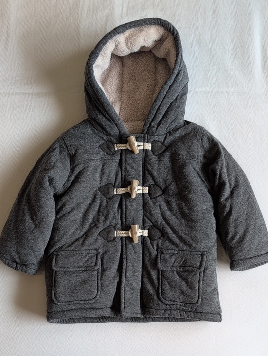 George Other - George Baby Charcoal Gray Hooded Toggle Duffle Coat Fleece Lined 12-18M
